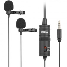 BOYA BY-M1DM Dual Lavalier microphone for  Smartphone, DSLR Camera, Camcorders, PC